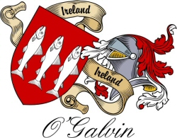 Clan/Sept Crest Wall Shield for the O'Galvin Clan