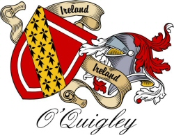 Clan/Sept Crest Wall Shield for the O'Quigley Clan
